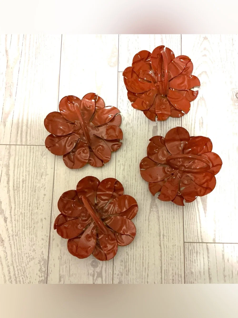 Set of 4 Autumn Flower Napkin Rings and Napkins Set
